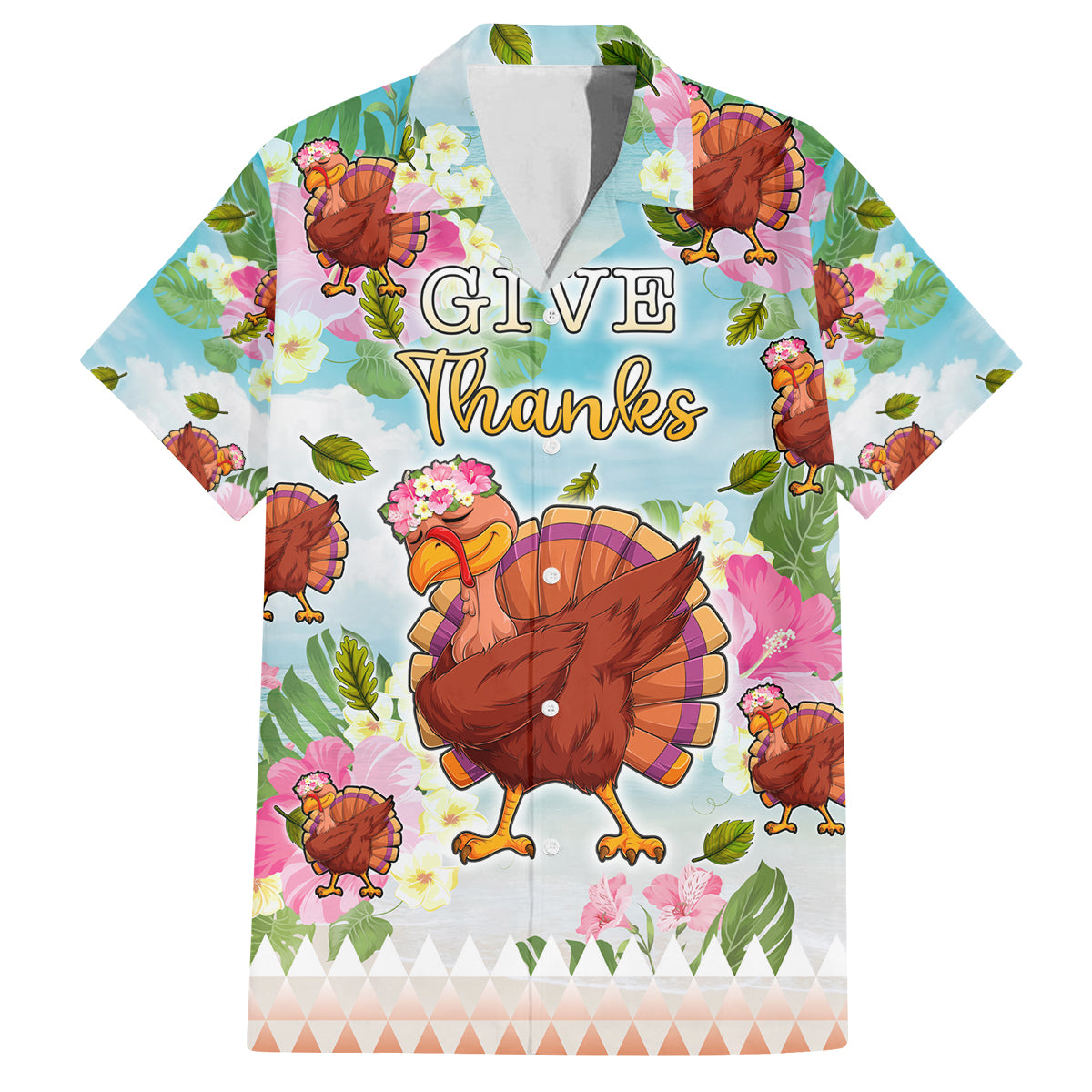Hawaii Thanksgiving Family Matching Puletasi Dress and Hawaiian Shirt Funny Turkey Dabbing Dance LT05 Dad's Shirt - Short Sleeve Blue - Polynesian Pride
