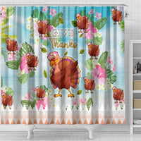 Hawaii Thanksgiving Shower Curtain Funny Turkey Dabbing Dance LT05 - Polynesian Pride