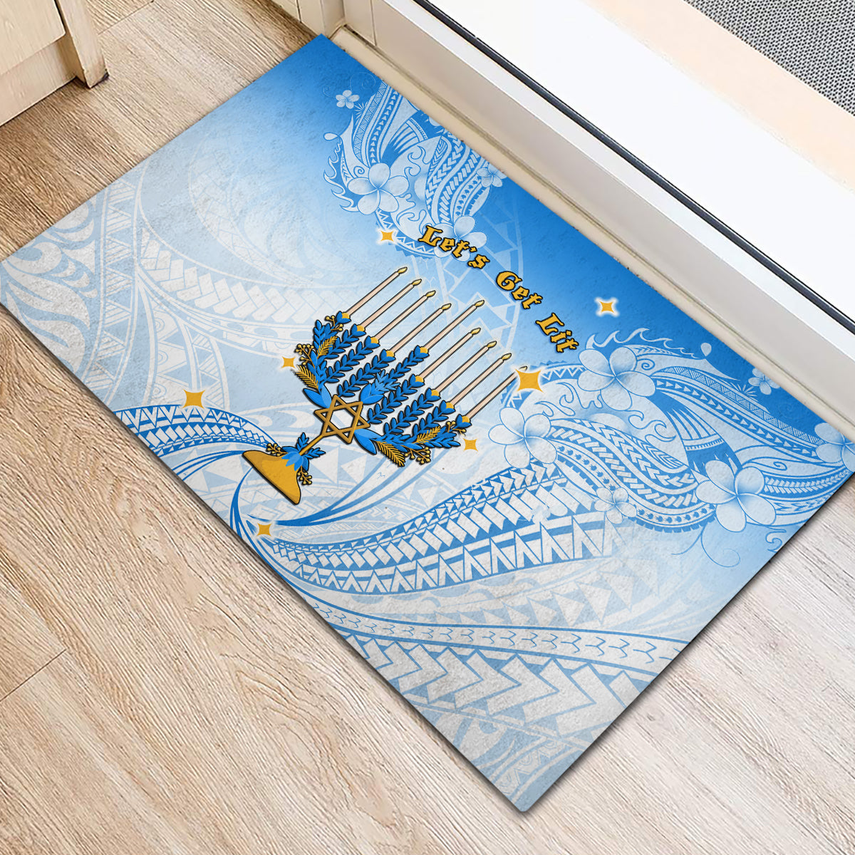 Polynesia Hanukkah Festival Rubber Doormat With Menorah Polynesian Style LT05 - Polynesian Pride