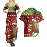 New Zealand Kiwi Christmas Couples Matching Summer Maxi Dress and Hawaiian Shirt Paua Shell Glitter Green LT05 - Polynesian Pride