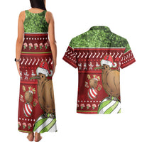 New Zealand Kiwi Christmas Couples Matching Tank Maxi Dress and Hawaiian Shirt Paua Shell Glitter Green LT05 - Polynesian Pride
