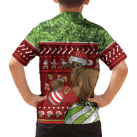 New Zealand Kiwi Christmas Family Matching Off The Shoulder Long Sleeve Dress and Hawaiian Shirt Paua Shell Glitter Green LT05 - Polynesian Pride