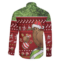 New Zealand Kiwi Christmas Family Matching Off Shoulder Short Dress and Hawaiian Shirt Paua Shell Glitter Green LT05 - Polynesian Pride