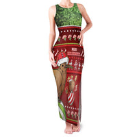 New Zealand Kiwi Christmas Family Matching Tank Maxi Dress and Hawaiian Shirt Paua Shell Glitter Green LT05 Mom's Dress Red - Polynesian Pride