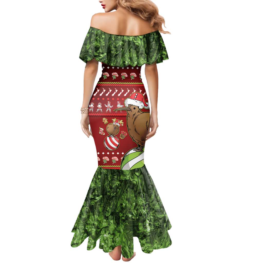 New Zealand Kiwi Christmas Mermaid Dress Paua Shell Glitter Green LT05 - Polynesian Pride