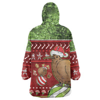 New Zealand Kiwi Christmas Wearable Blanket Hoodie Paua Shell Glitter Green LT05 - Polynesian Pride