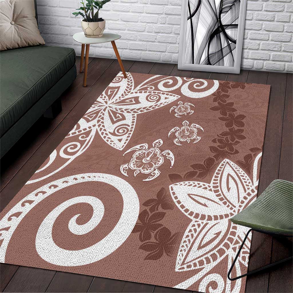 Polynesia Area Rug Brown Tribal Turtle Floral Pattern LT05 Brown - Polynesian Pride