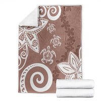 Polynesia Blanket Brown Tribal Turtle Floral Pattern