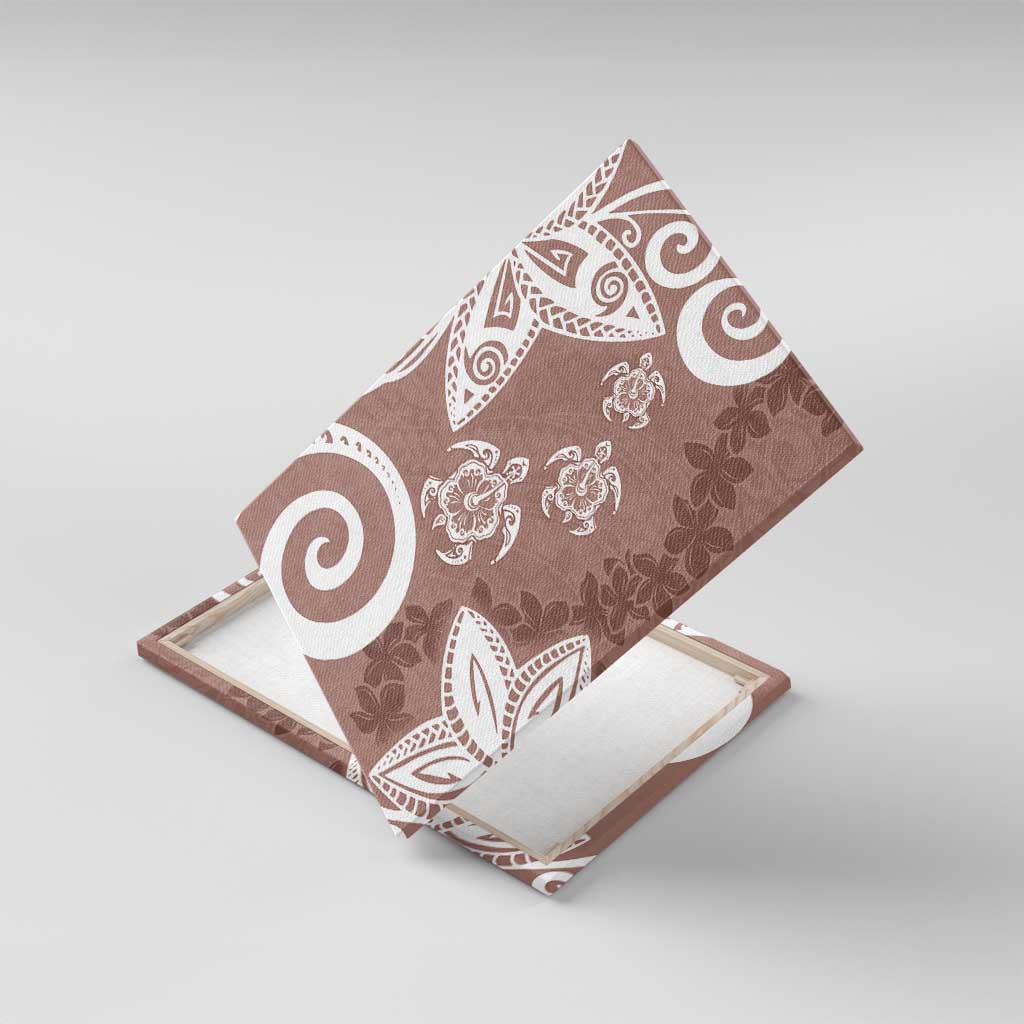 Polynesia Canvas Wall Art Brown Tribal Turtle Floral Pattern