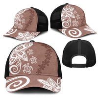 Polynesia Mesh Trucker Cap Brown Tribal Turtle Floral Pattern - Polynesian Pride