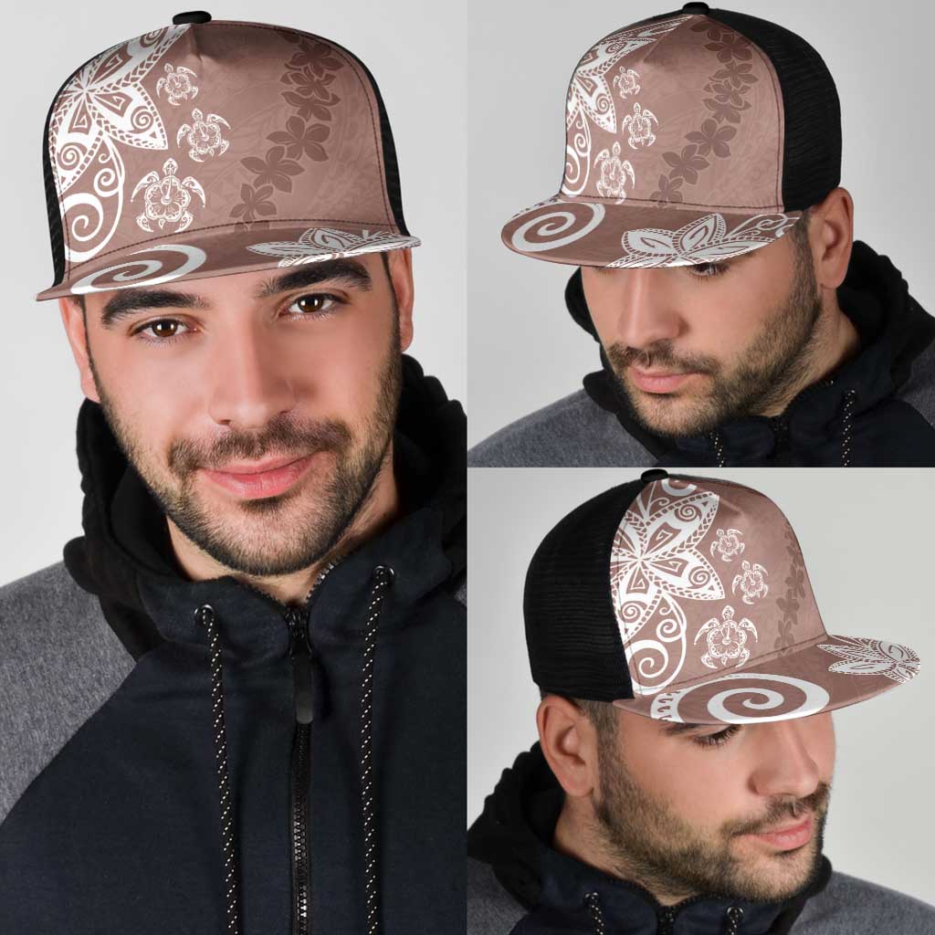 Polynesia Mesh Trucker Cap Brown Tribal Turtle Floral Pattern - Polynesian Pride