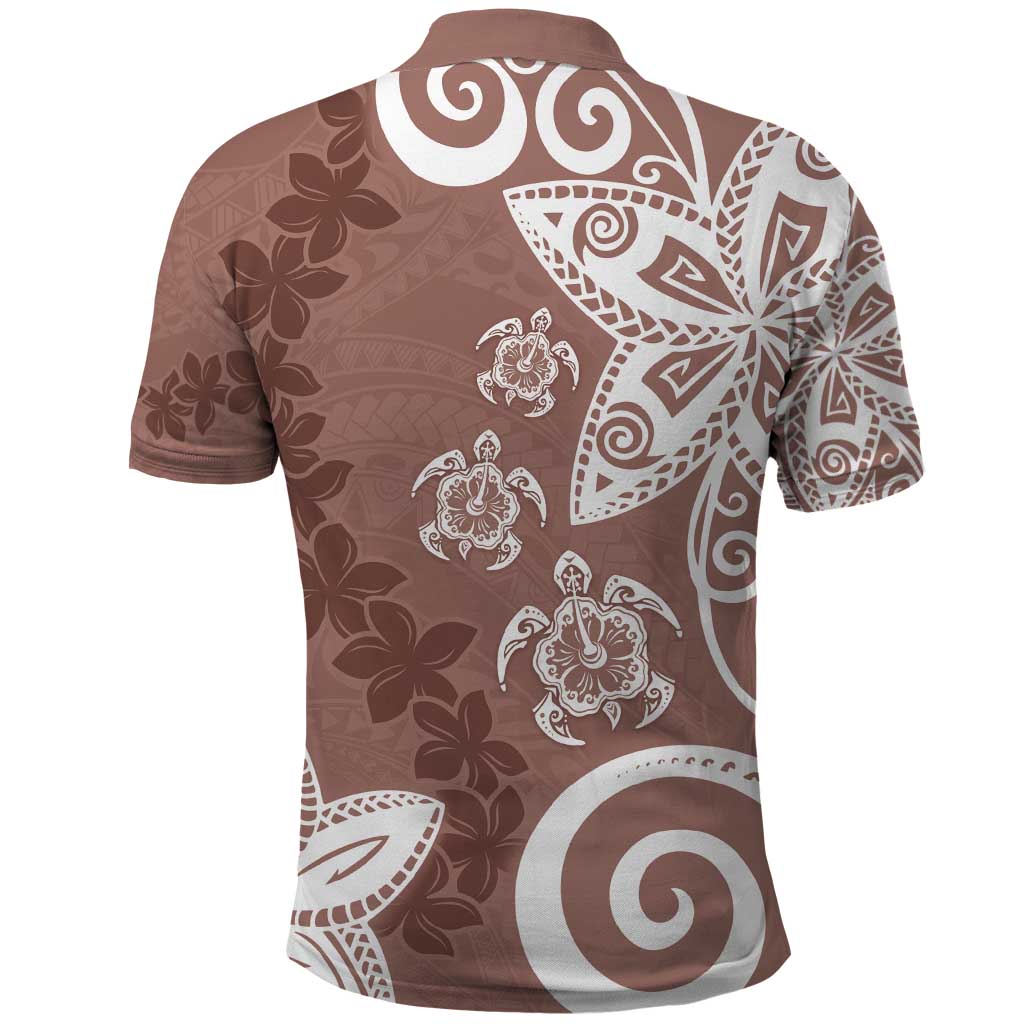 Polynesia Polo Shirt Brown Tribal Turtle Floral Pattern LT05 - Polynesian Pride
