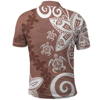 Polynesia Polo Shirt Brown Tribal Turtle Floral Pattern LT05 - Polynesian Pride