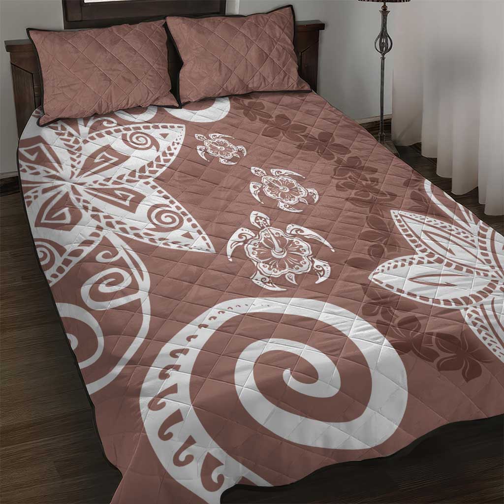 Polynesia Quilt Bed Set Brown Tribal Turtle Floral Pattern LT05 Brown - Polynesian Pride