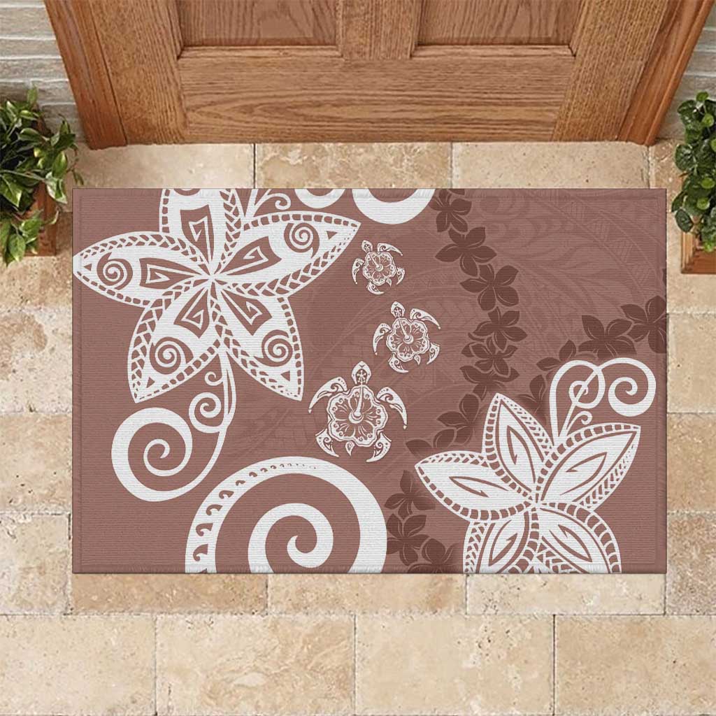 Polynesia Rubber Doormat Brown Tribal Turtle Floral Pattern LT05 Brown - Polynesian Pride