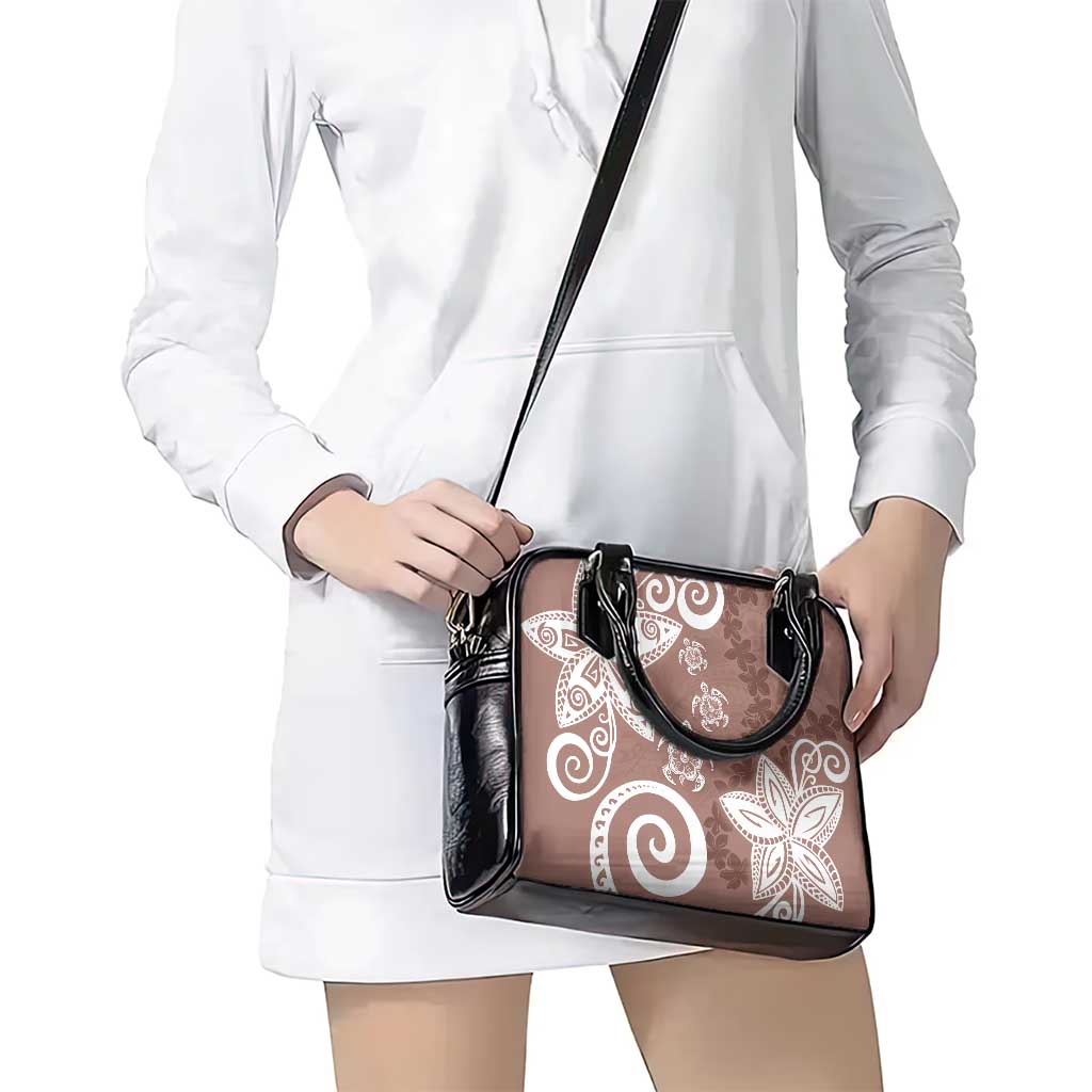 Polynesia Shoulder Handbag Brown Tribal Turtle Floral Pattern