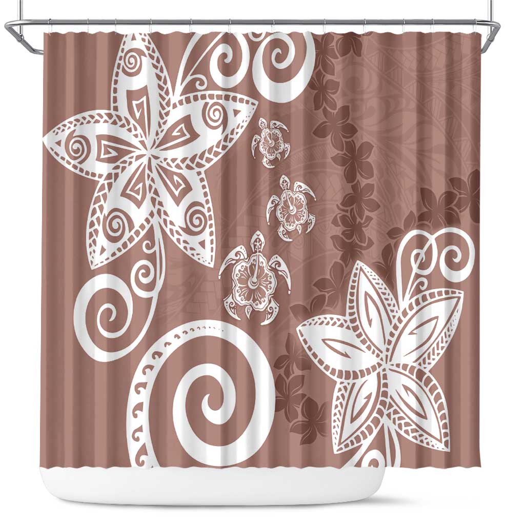 Polynesia Shower Curtain Brown Tribal Turtle Floral Pattern LT05 Brown - Polynesian Pride