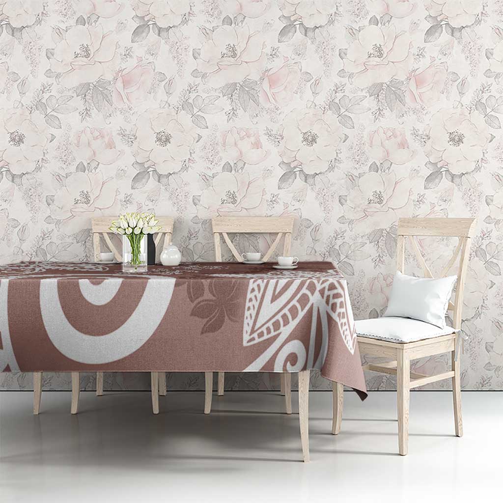 Polynesia Tablecloth Brown Tribal Turtle Floral Pattern