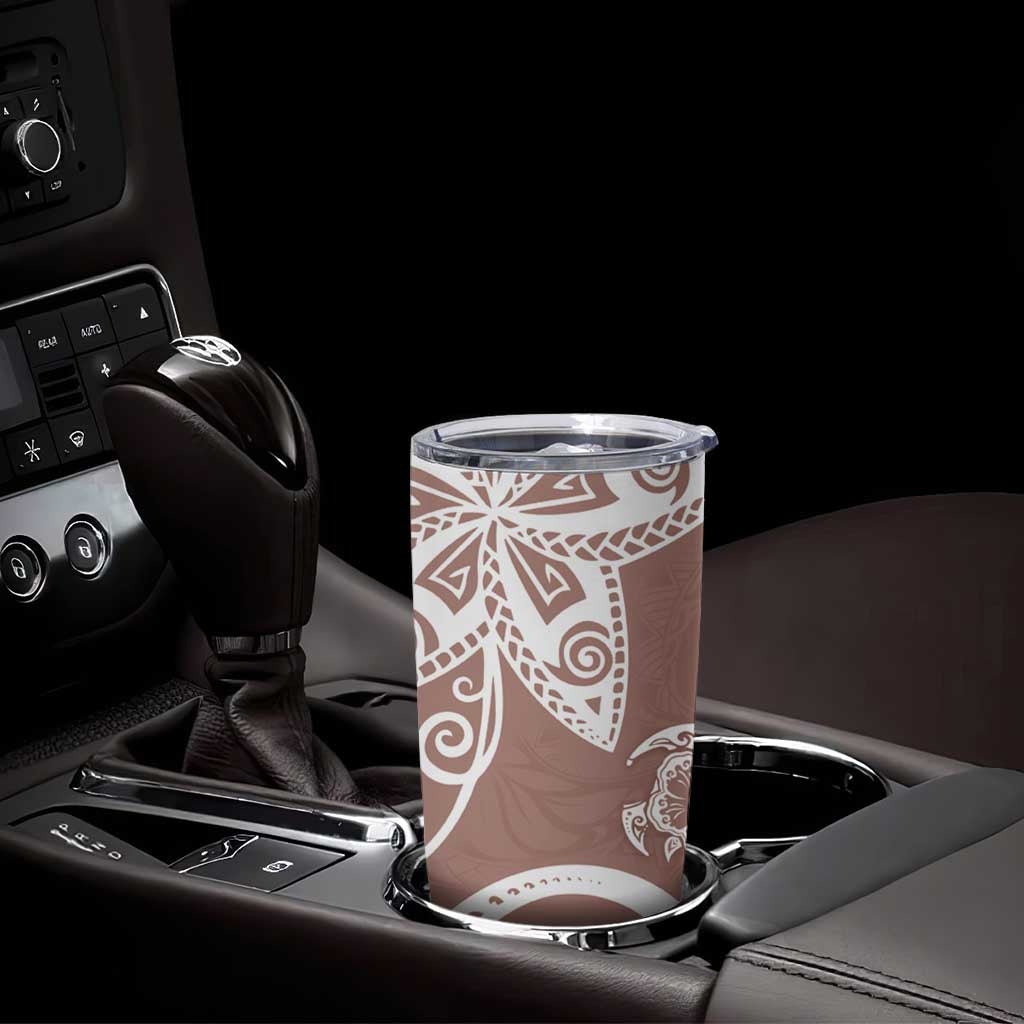 Polynesia Tumbler Cup Brown Tribal Turtle Floral Pattern