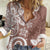 Polynesia Women Casual Shirt Brown Tribal Turtle Floral Pattern