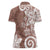 Polynesia Women Polo Shirt Brown Tribal Turtle Floral Pattern