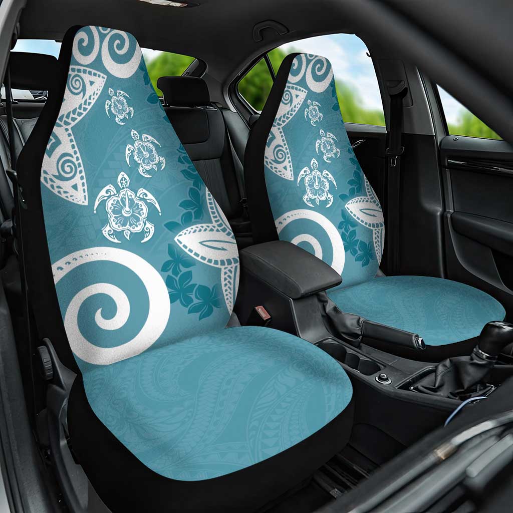 Polynesia Car Seat Cover Hippie Blue Tribal Turtle Floral Pattern LT05 One Size Blue - Polynesian Pride