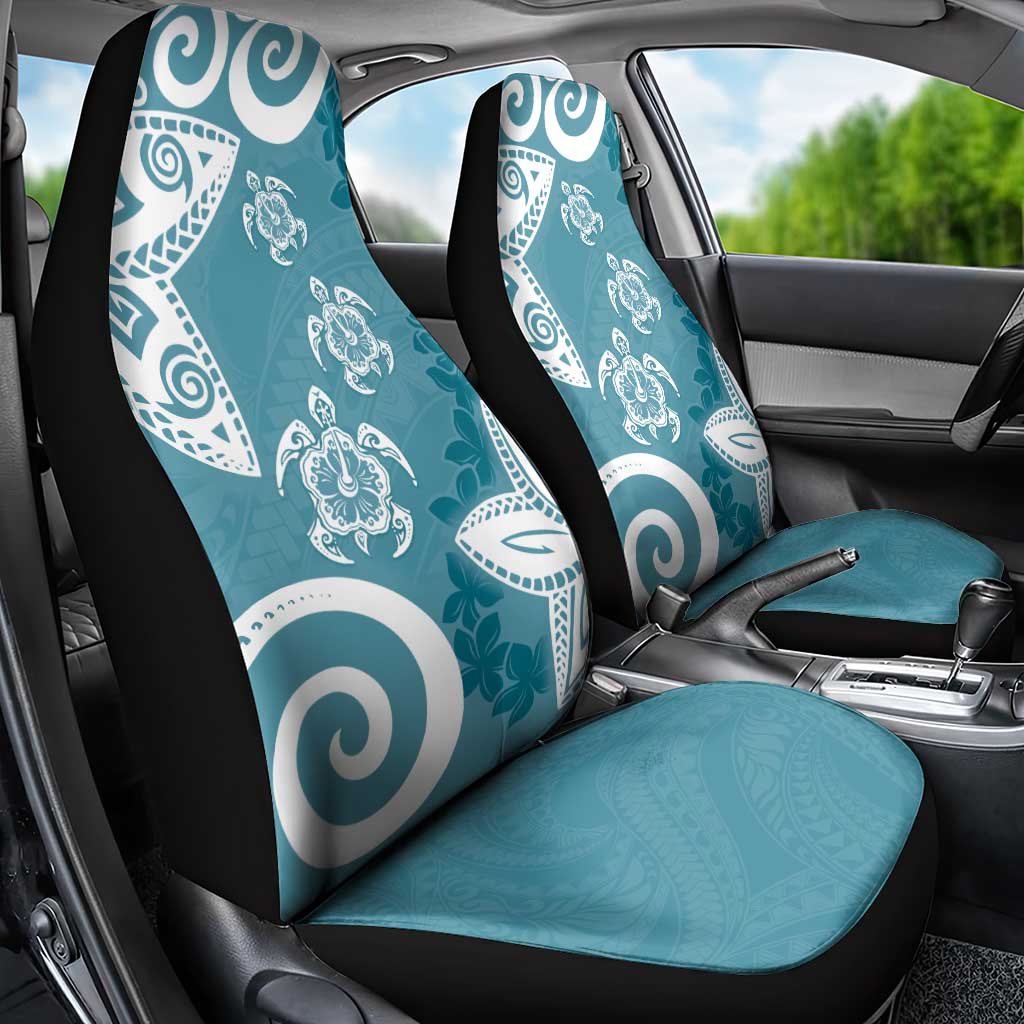 Polynesia Car Seat Cover Hippie Blue Tribal Turtle Floral Pattern LT05 - Polynesian Pride