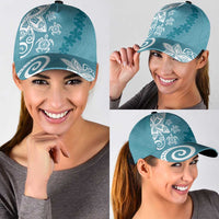 Polynesia Classic Cap Hippie Blue Tribal Turtle Floral Pattern - Polynesian Pride