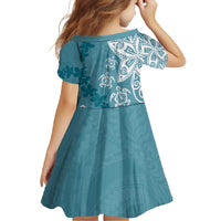 Polynesia Family Matching Long Sleeve Bodycon Dress and Hawaiian Shirt Hippie Blue Tribal Turtle Floral Pattern LT05 - Polynesian Pride