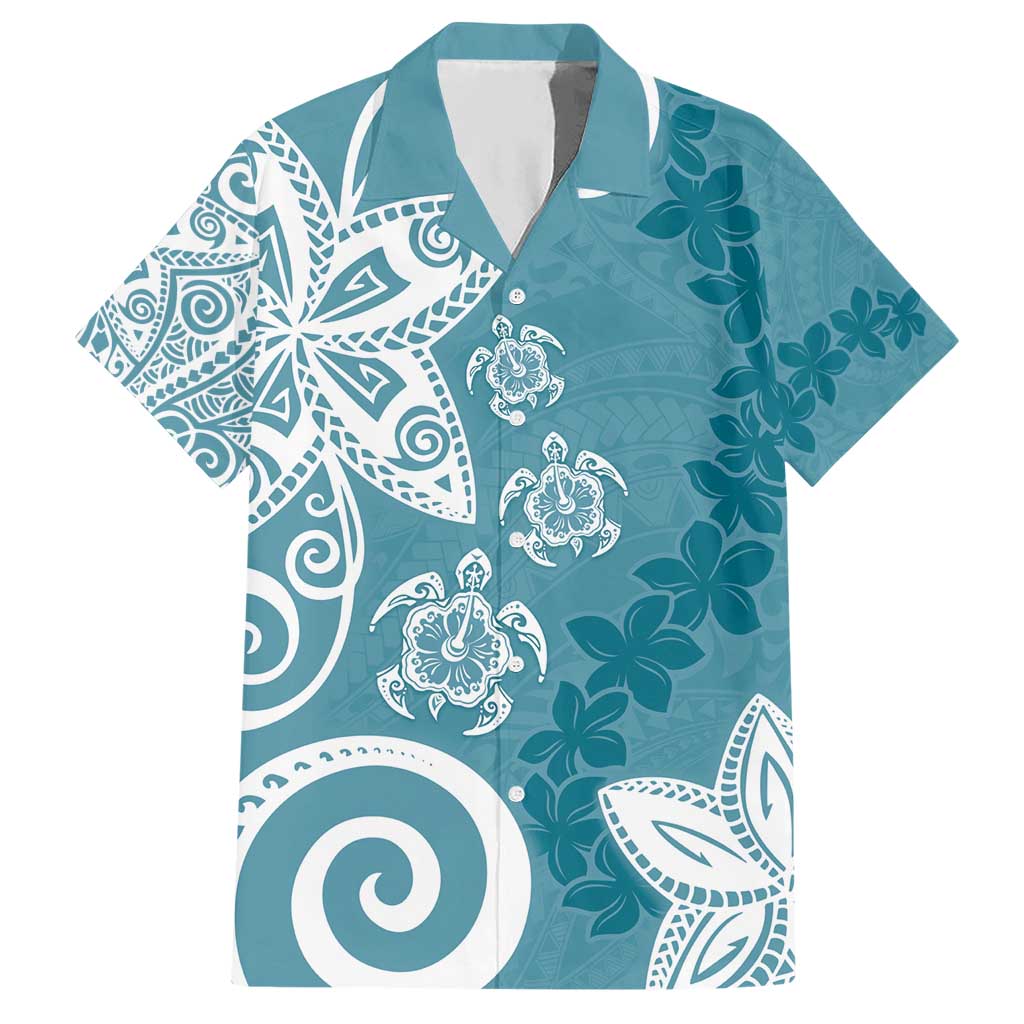 Polynesia Hawaiian Shirt Hippie Blue Tribal Turtle Floral Pattern LT05 Blue - Polynesian Pride
