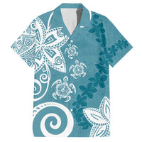 Polynesia Hawaiian Shirt Hippie Blue Tribal Turtle Floral Pattern LT05 Blue - Polynesian Pride