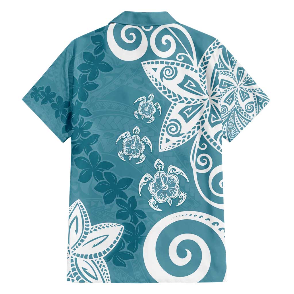 Polynesia Hawaiian Shirt Hippie Blue Tribal Turtle Floral Pattern LT05 - Polynesian Pride
