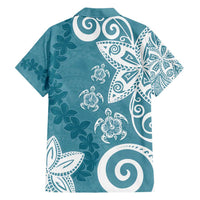 Polynesia Hawaiian Shirt Hippie Blue Tribal Turtle Floral Pattern LT05 - Polynesian Pride