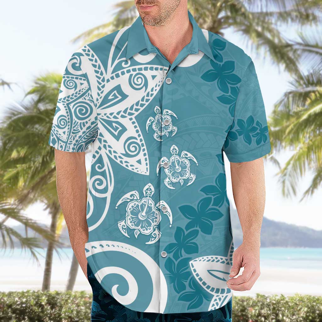 Polynesia Hawaiian Shirt Hippie Blue Tribal Turtle Floral Pattern LT05 - Polynesian Pride