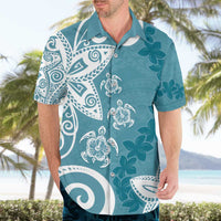 Polynesia Hawaiian Shirt Hippie Blue Tribal Turtle Floral Pattern LT05 - Polynesian Pride