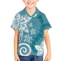 Polynesia Hawaiian Shirt Hippie Blue Tribal Turtle Floral Pattern LT05 - Polynesian Pride