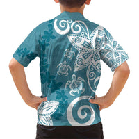 Polynesia Hawaiian Shirt Hippie Blue Tribal Turtle Floral Pattern LT05 - Polynesian Pride