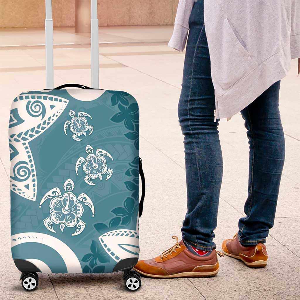 Polynesia Luggage Cover Hippie Blue Tribal Turtle Floral Pattern LT05 Blue - Polynesian Pride