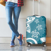 Polynesia Luggage Cover Hippie Blue Tribal Turtle Floral Pattern LT05 - Polynesian Pride