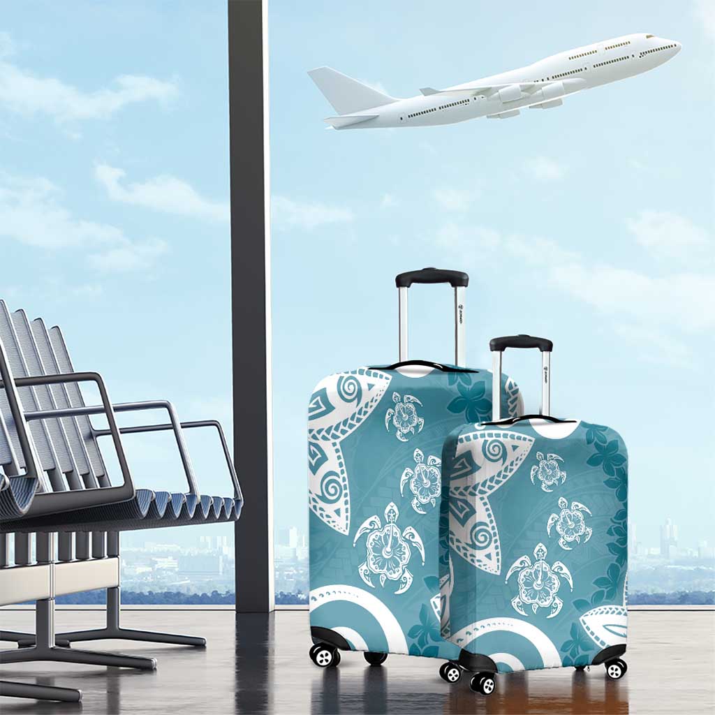 Polynesia Luggage Cover Hippie Blue Tribal Turtle Floral Pattern LT05 - Polynesian Pride