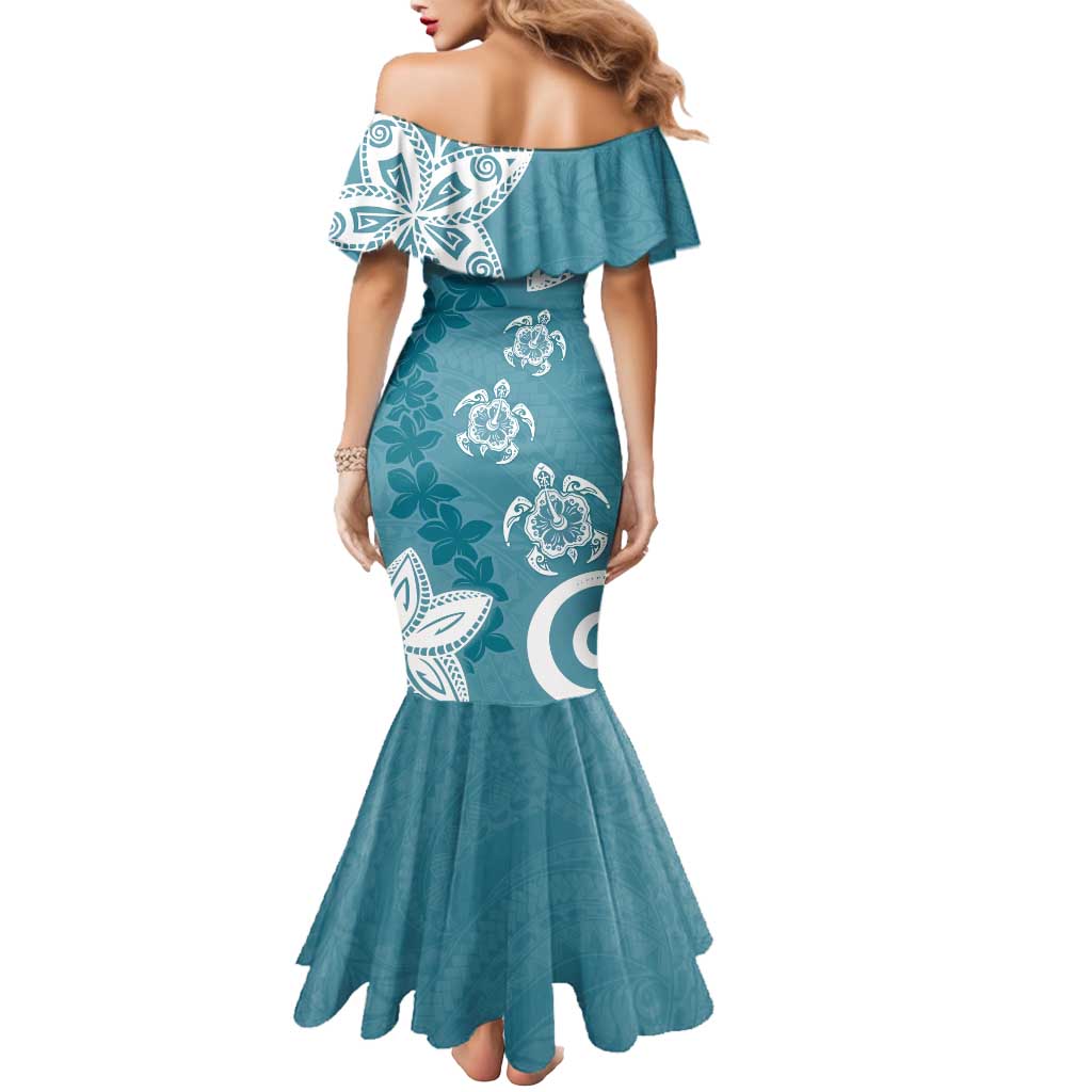 Polynesia Mermaid Dress Hippie Blue Tribal Turtle Floral Pattern LT05 - Polynesian Pride