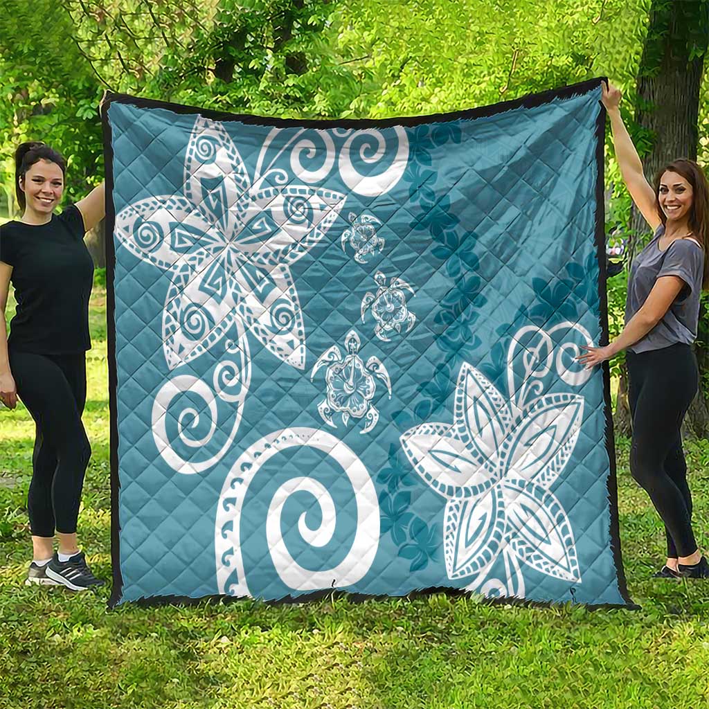 Polynesia Quilt Hippie Blue Tribal Turtle Floral Pattern LT05 - Polynesian Pride
