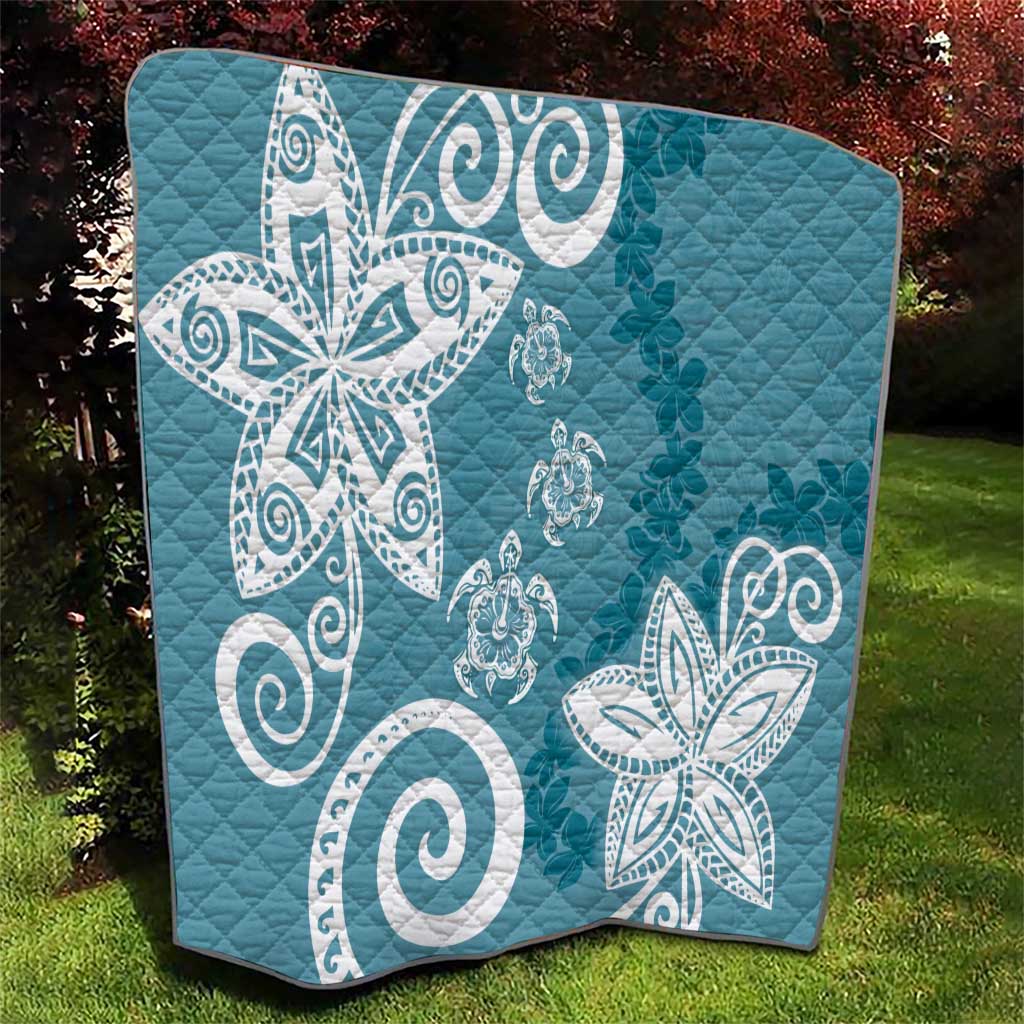 Polynesia Quilt Hippie Blue Tribal Turtle Floral Pattern LT05 - Polynesian Pride