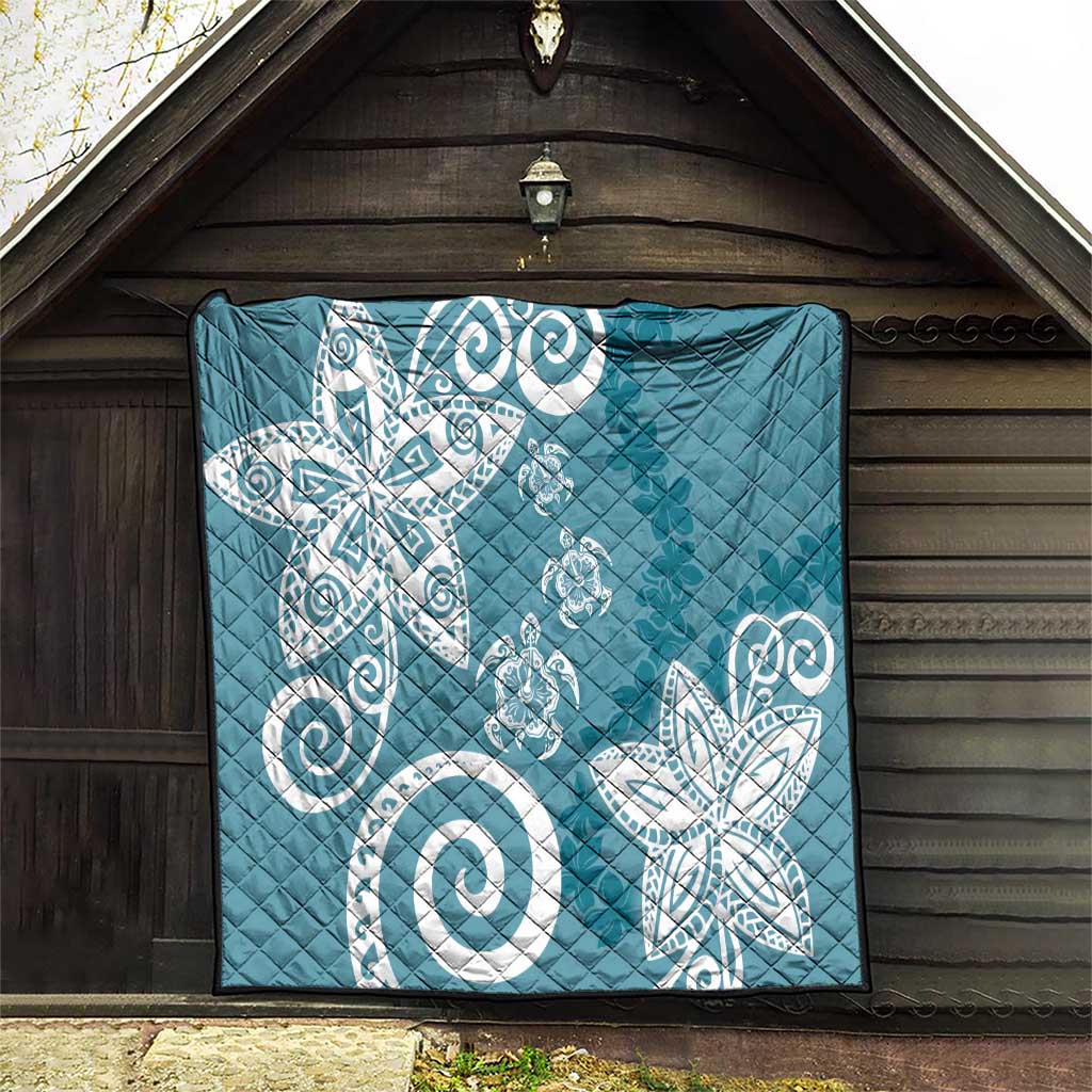 Polynesia Quilt Hippie Blue Tribal Turtle Floral Pattern LT05 - Polynesian Pride