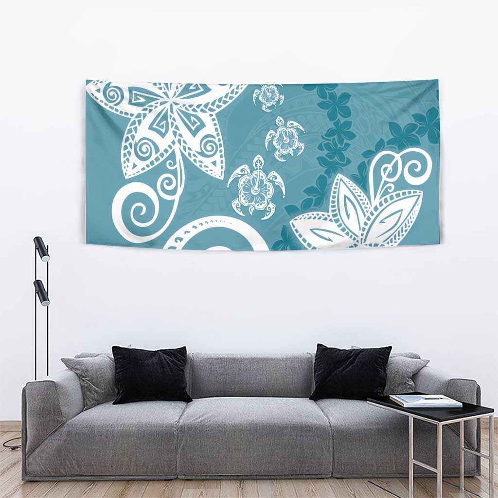 Polynesia Tapestry Hippie Blue Tribal Turtle Floral Pattern LT05 - Polynesian Pride