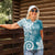 Polynesia Women Polo Shirt Hippie Blue Tribal Turtle Floral Pattern