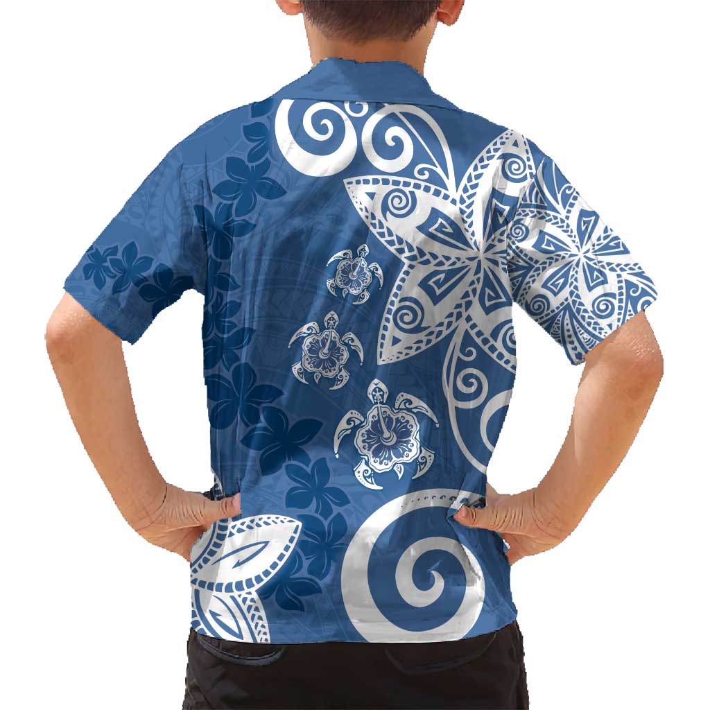 Polynesia Family Matching Tank Maxi Dress and Hawaiian Shirt Blue Tribal Turtle Floral Pattern