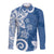 Polynesia Long Sleeve Button Shirt Blue Tribal Turtle Floral Pattern