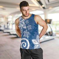 Polynesia Men Tank Top Blue Tribal Turtle Floral Pattern LT05 Blue - Polynesian Pride