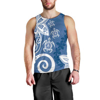 Polynesia Men Tank Top Blue Tribal Turtle Floral Pattern LT05 - Polynesian Pride
